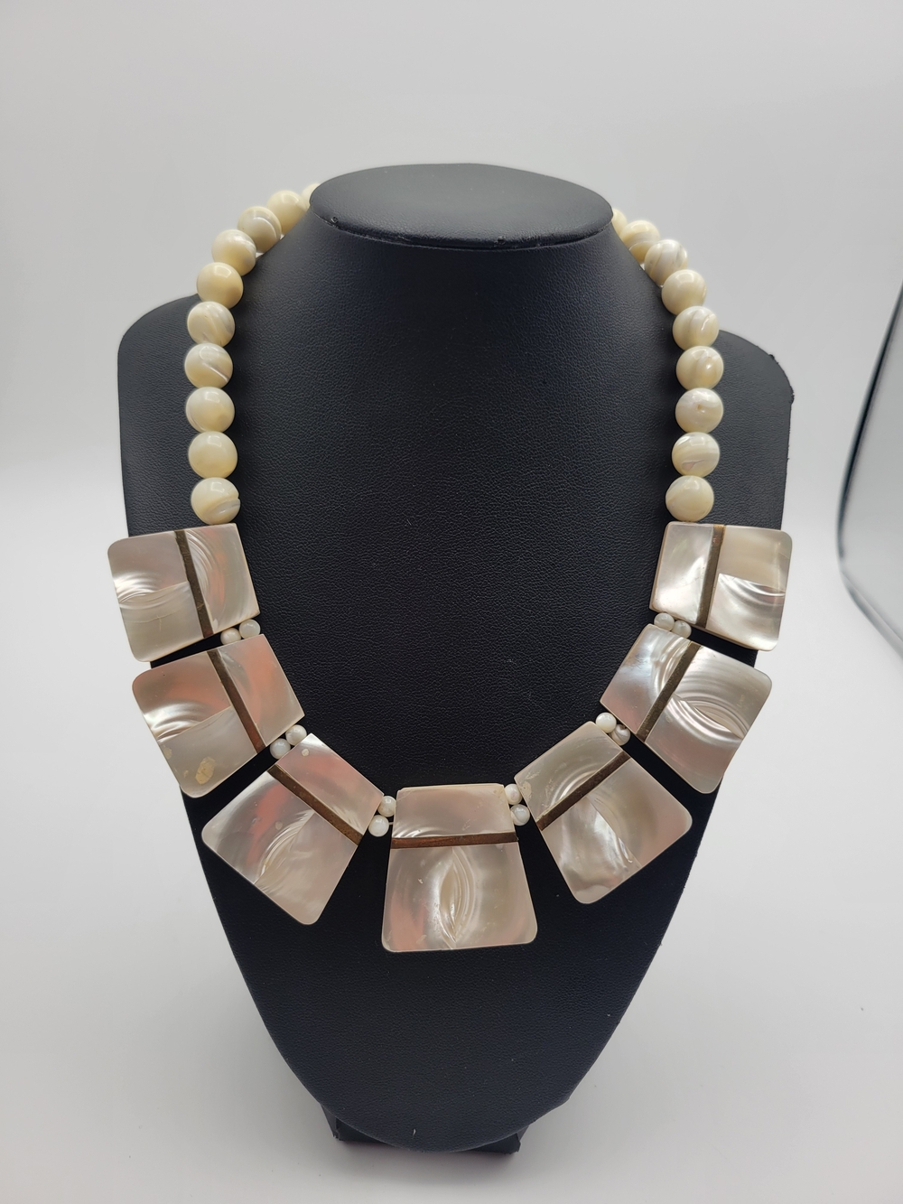 Karla Jordan Pearlized Shell Statement Necklace in Ivory